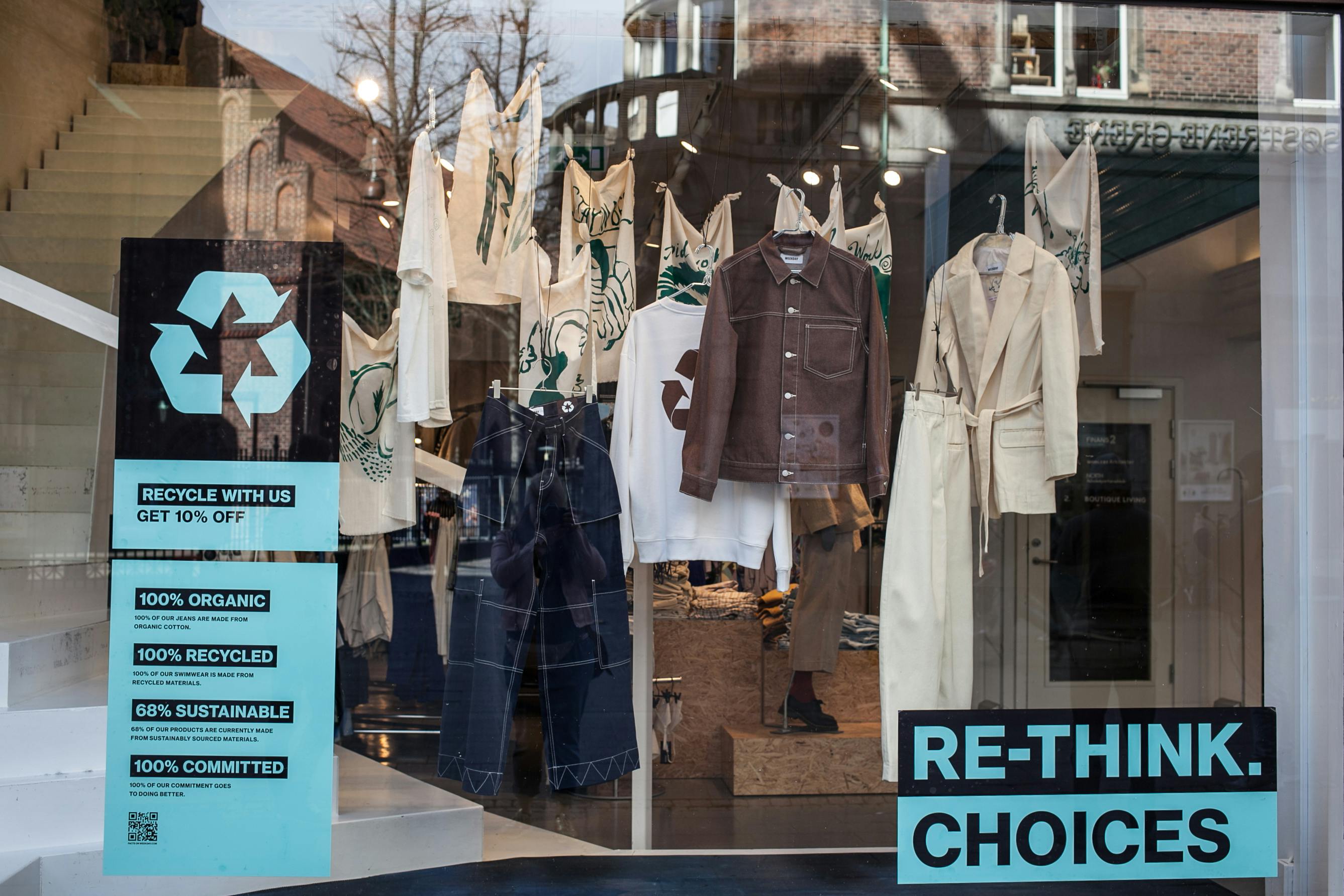 storefront with sustainable clothing in stockholm, sweden 